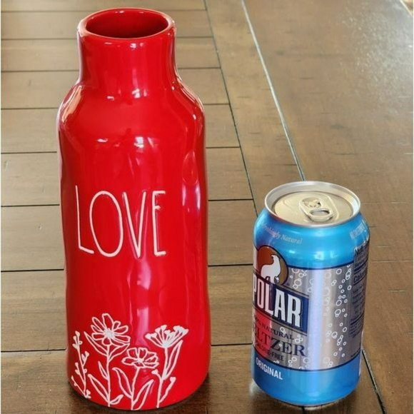Shabby Chic Red Ceramic Flower Vase With LOVE And Flowers‎ Engraved Design - Picture 5 of 10